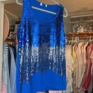 Beautiful blue sequin tank top.